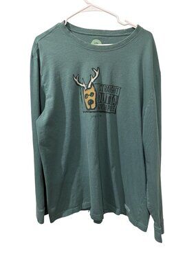 Life Is Good Mens XXL Crusher Tee Straight Outta North Pole Long Sleeve Green Gr